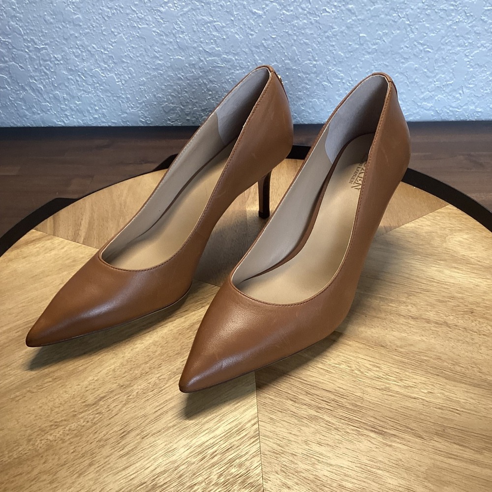 Polo by Ralph Lauren Cognac Pointed-Toe Leather Stilettos